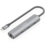 AISENS Dock USB-C a Ethernet Gigabit + Hub 3xUSB-C, Gris, 15cm